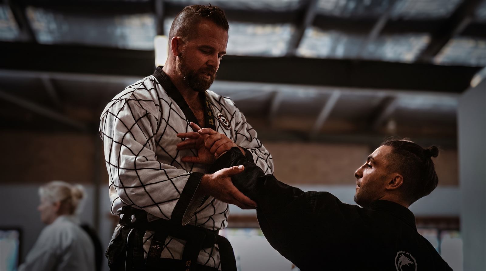 Hapkido technique demonstration — a standing wrist-lock and throw